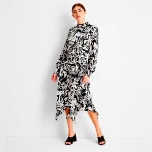 Future Collective LS BW Psychedlic Black & White Geometric Long Sleeve Dress